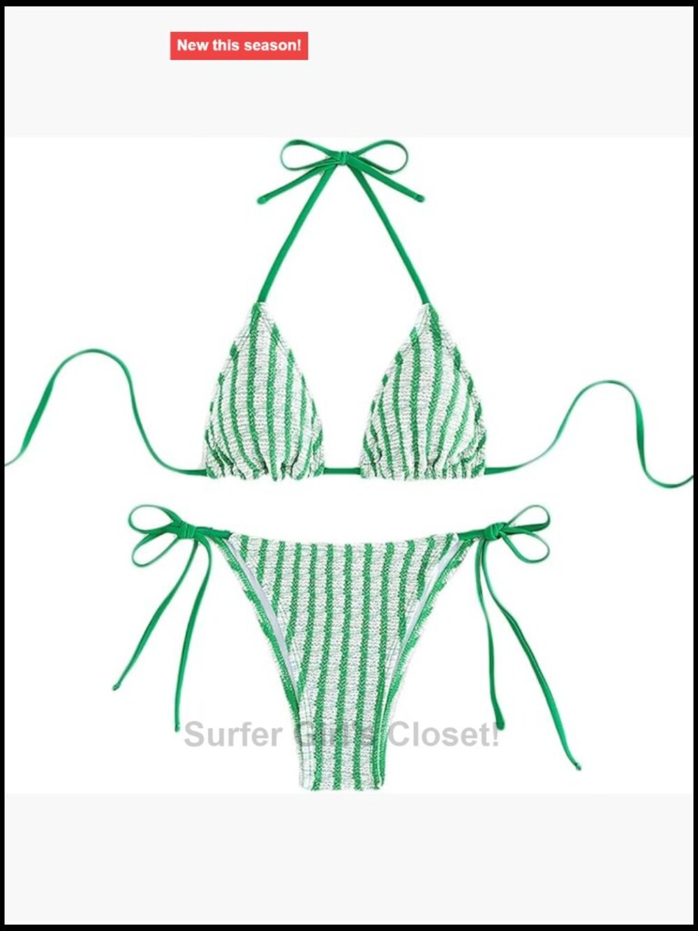 Striped Halter Triangle High Waisted Bikini Set Swimsuit